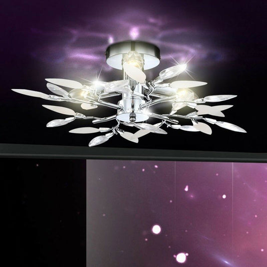 Frendorf | LustroLeaf Crystal Flush Light | Design in Blätter-Optik | 3-Licht-Deckenleuchte | Exklusive Eleganz für Zuhause