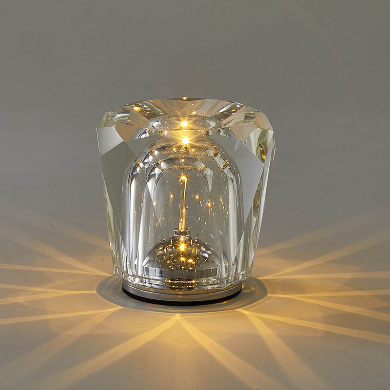 Frendorf | Crystavo Zylindrische Kristall LED Tischlampe | Kreatives Design | Perfekt für Schlafzimmer & Dekoration