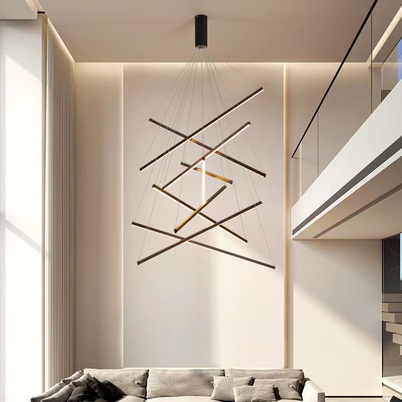 Frendorf | GeoLuma Nordic LED Kronleuchter | Geometrisches Linien-Design aus Eisen & Aluminium | 3-9 Flammen | Modern & Energieeffizient