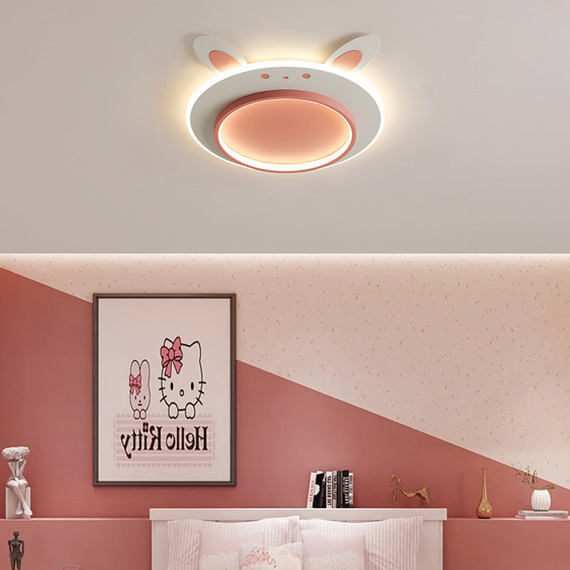 Moderne Einfachheit Kinder Eisen Acryl Kaninchen Runde LED Deckenleuchte Für Schlafzimmer