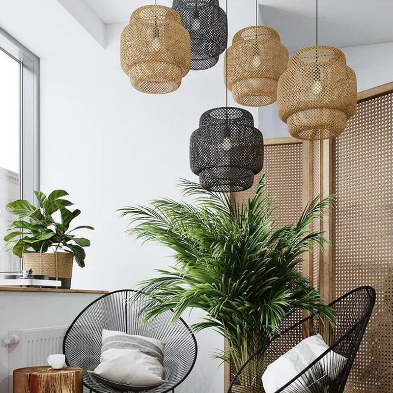 Frendorf | Zenoku Bambus Hängeleuchte | Traditionelles Design | Natürliche Eleganz | Beleuchtung fürs Wohnzimmer