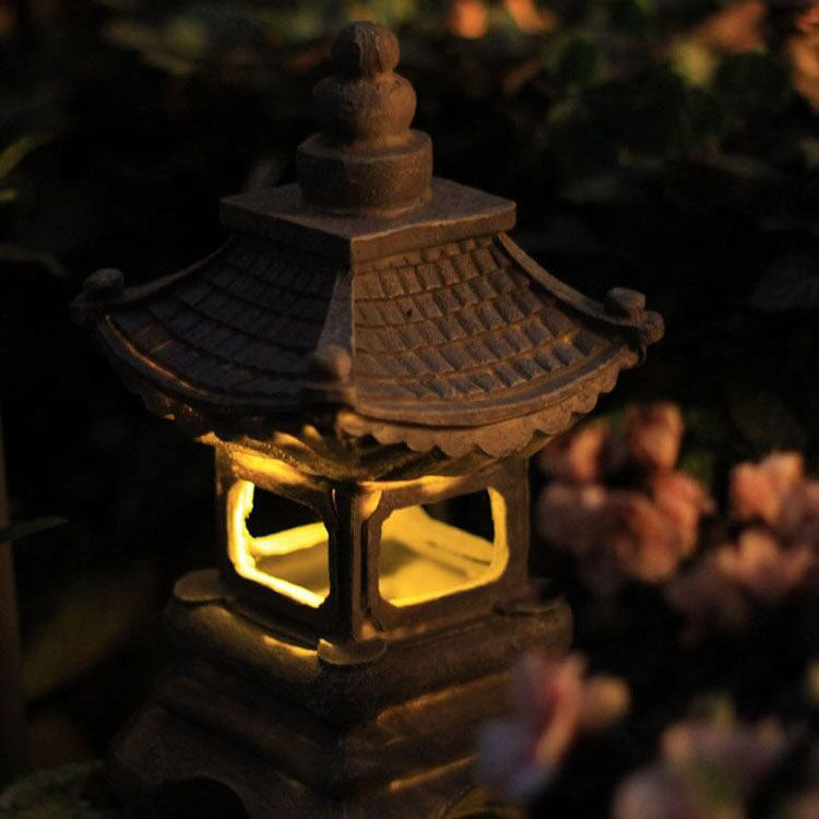 Frendorf | PagodaGlow Japanische Solar-Pagodenleuchte | LED Gartenlampe | Wetterfest | Dekorative Außenbeleuchtung