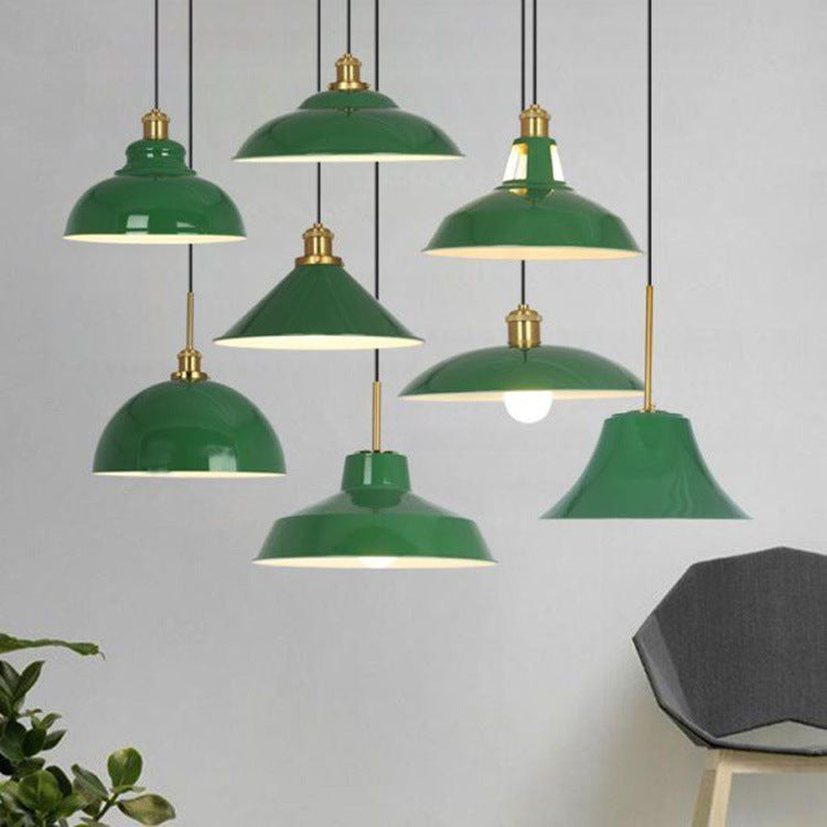 Frendorf | RetroDome Industrielle Vintage Pendelleuchte | Grünes Eisen-Kuppeldesign | Einzellicht | Rustikale Deckenbeleuchtung