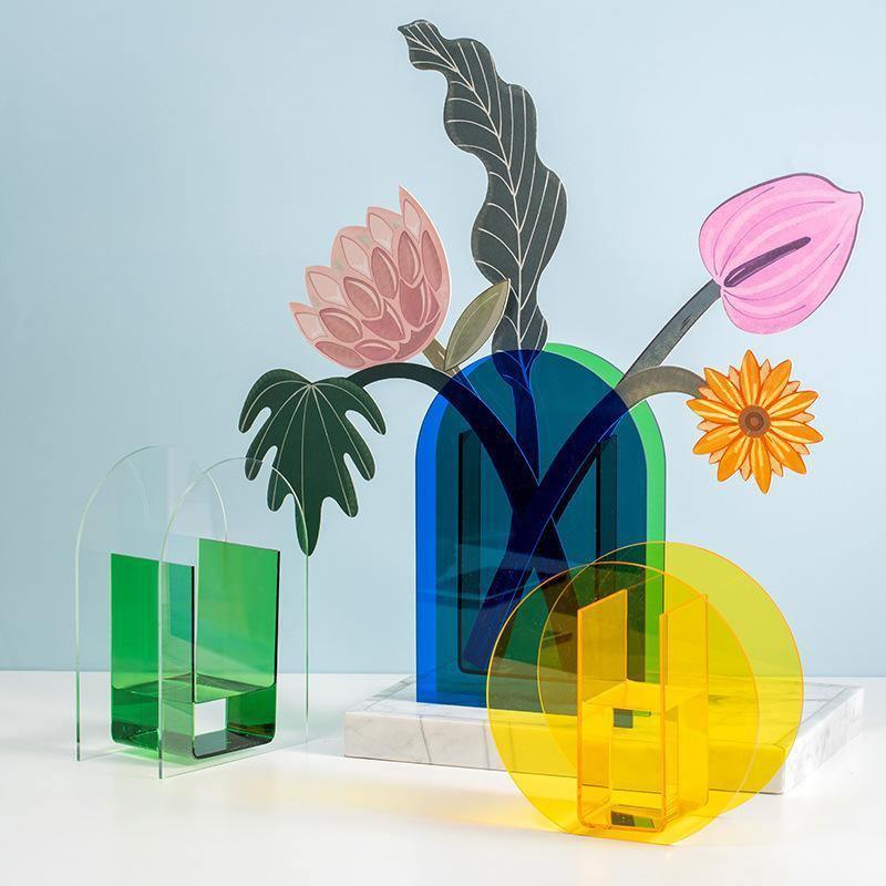 Frendorf | VividVase Bunte Acrylvase mit Geometrischem Design | Stilvolle Blumenvase | Modern & Zeitlos