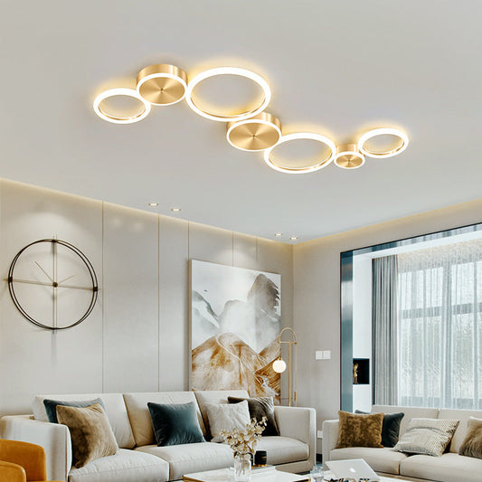 Frendorf | AurumGlow LED Deckenleuchte | Modernes Golden Circle Design | Acryl Flush Mount | Luxus Beleuchtung