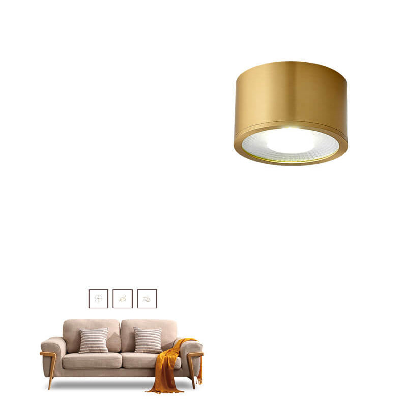 Frendorf | LumaBrass LED Deckenstrahler | Zylindrisches Design | Moderne Flush Mount Beleuchtung | Neutralweiß (4000K)