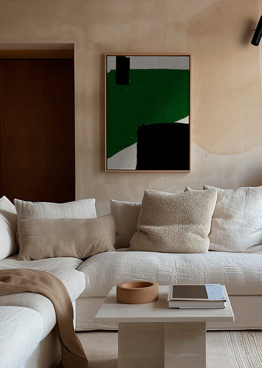 Frendorf | Leinwand Grün Beige Schwarz Öl Abstract Malerei - DAS MIUUS STUDIO