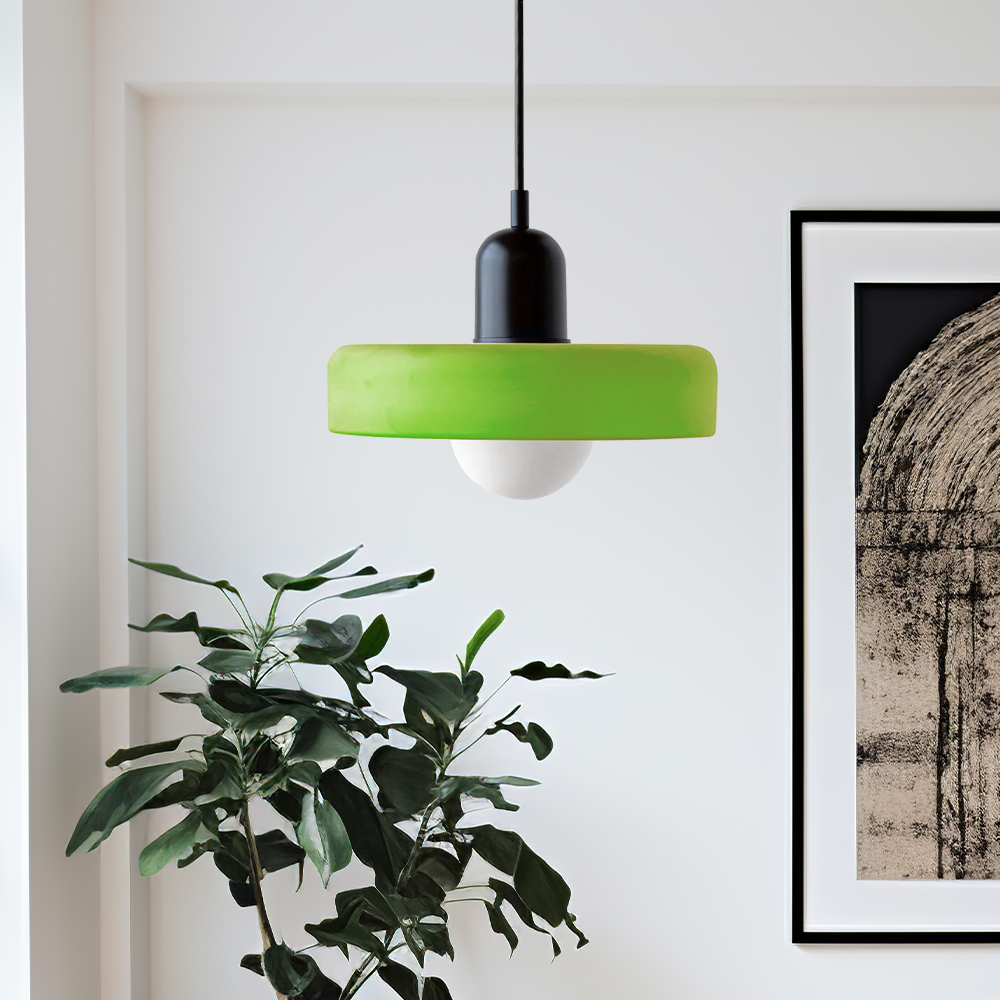 Frendorf | BauArt Pendelleuchte aus farbigem Glas | Elegante Hängeleuchte im Bauhaus-Stil | Designlampe für Wohnzimmer & Esszimmer