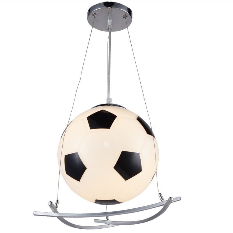 Frendorf | GoalLight Fußball Kinderzimmer Pendelleuchte | Kreatives Design | Glas & Eisen | 1-flammige Hängeleuchte