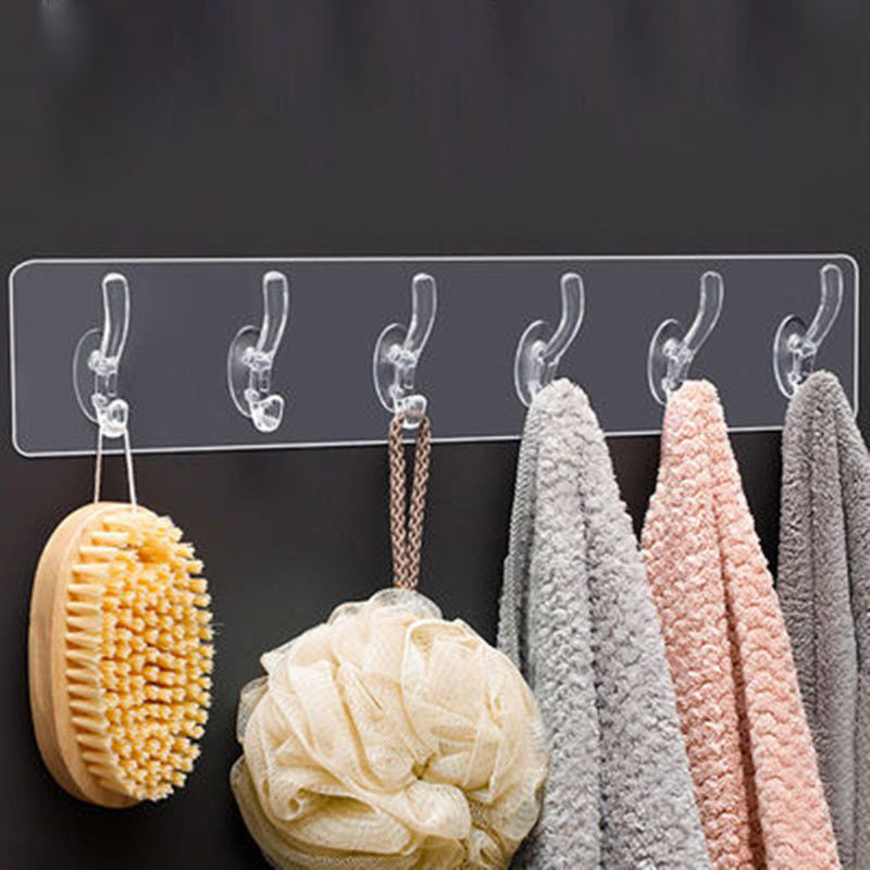 Frendorf | 6 Haken Multifunktionale selbstklebende Haken Keine Bohrung Wand Transparenter Hänger