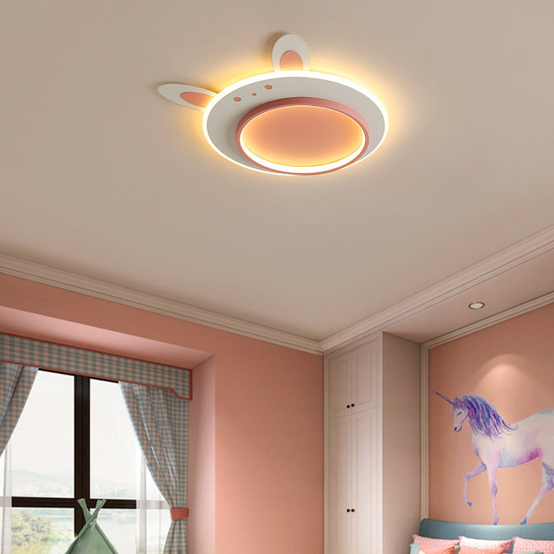 Moderne Einfachheit Kinder Eisen Acryl Kaninchen Runde LED Deckenleuchte Für Schlafzimmer
