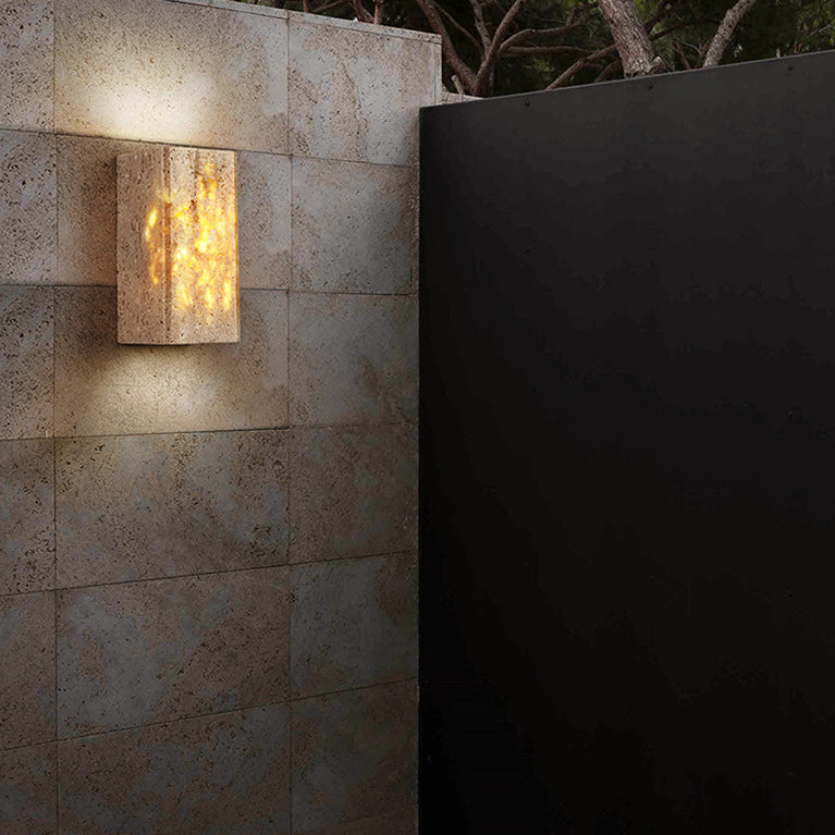 Frendorf | ShinariGlow Travertin LED Wandleuchte | Traditionelles Japanisches Design | Wasserdicht & Stilvoll