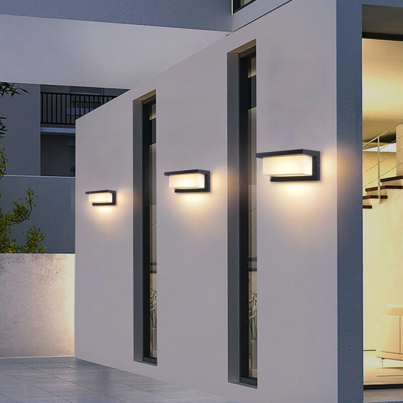 Modern Minimalist Solar Rechteck PC LED Außen Wandleuchte Lampe Für Außenpatio