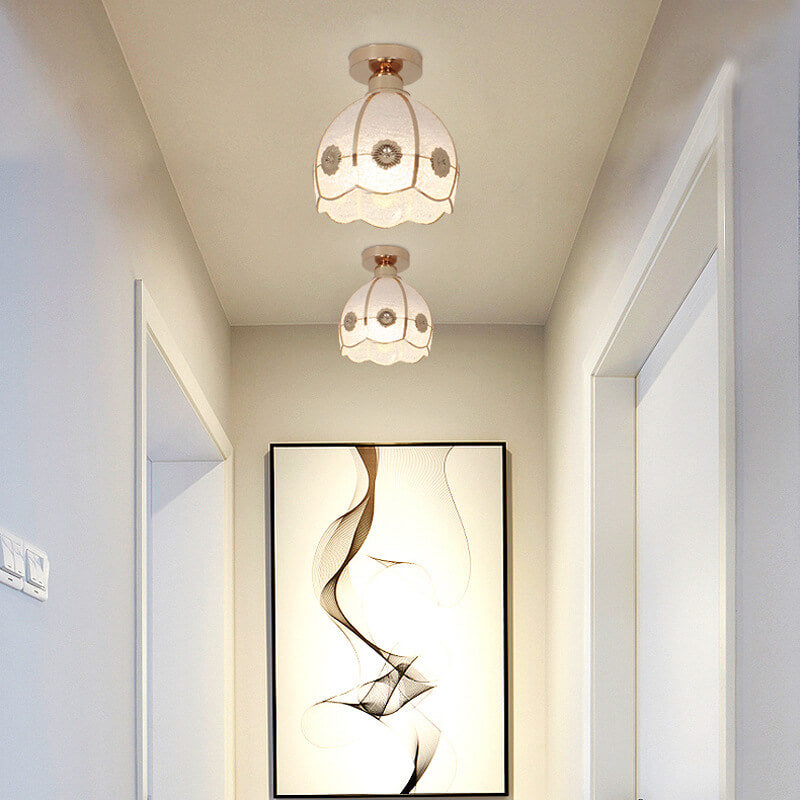 leichtes Luxusglas Gold 1-Licht Halbbodenmontage Deckenleuchte