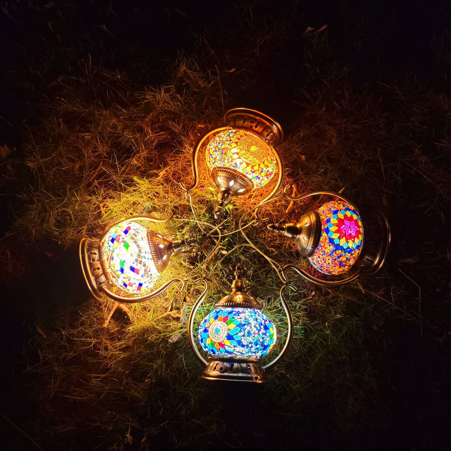 Marokkanische Buntglas runde Pot USB wiederaufladbare LED tragbare Tischlampe