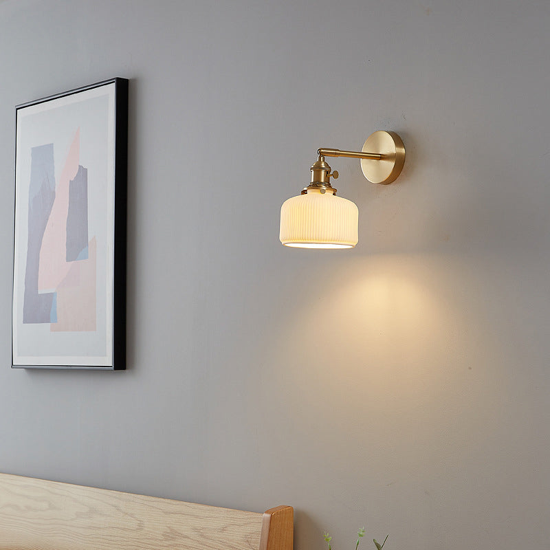 Frendorf | StripoLux Moderne Wandlampe | Minimalistische Keramik-Wandleuchte | Streifendesign | Ambientebeleuchtung