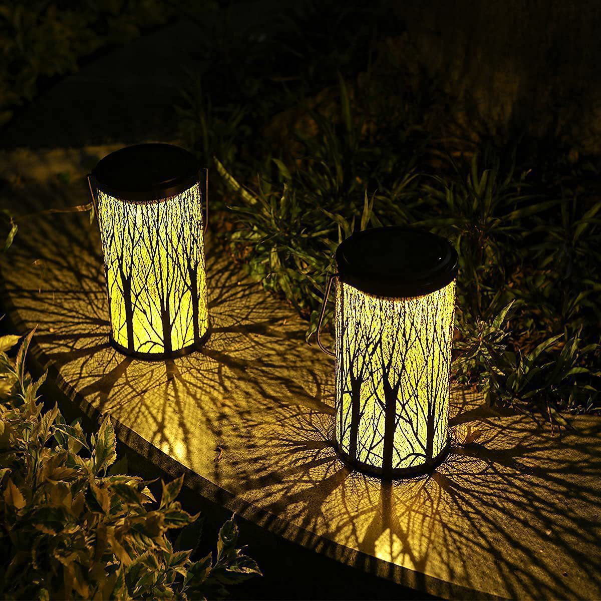 Frendorf | Lantura Art Déco Solar-Laterne | Zylinder-Design | Eisen & LED | Gartenbeleuchtung