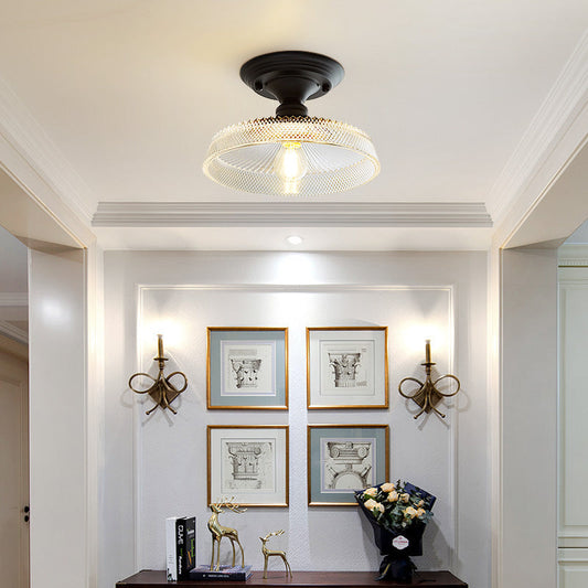 Frendorf | AuroraBloom Nordic Vintage LED-Deckenleuchte | Glasblumen-Design | Rund | Geometrisches Muster | Halbeinbau