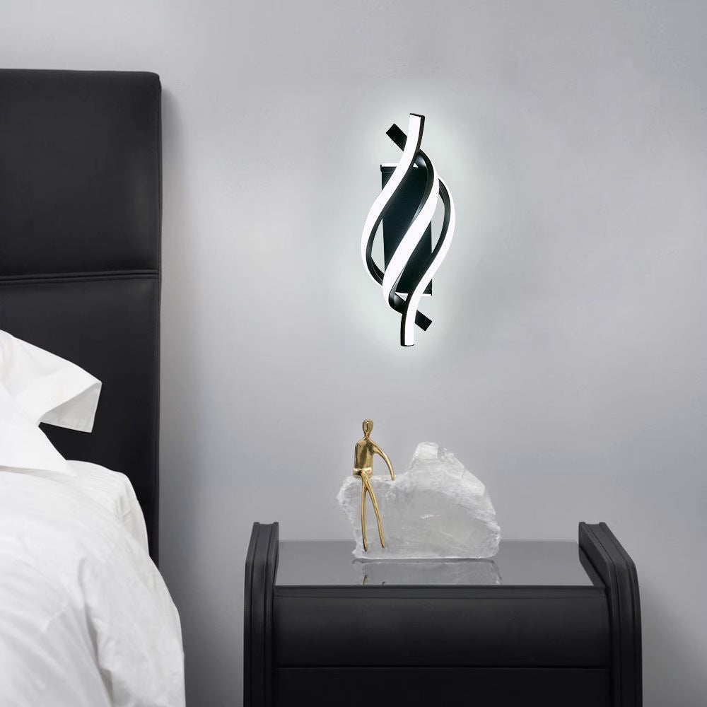 Modern Minimalist Spiral Linie Aluminium Acryl Silikon LED Wandleuchte Lampe Für Schlafzimmer