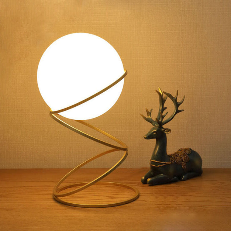 Frendorf | SpiraLume Kreative Tischlampe | Glas-Kugeldesign | Spiralfuß | Moderne Beleuchtung für Zuhause
