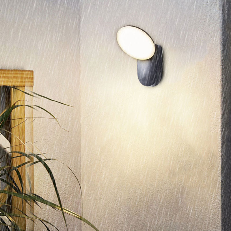 Zeitgenössische industrielle wasserdichte Aluminium-PC runde Schirm-LED-Wandlampe für Garten