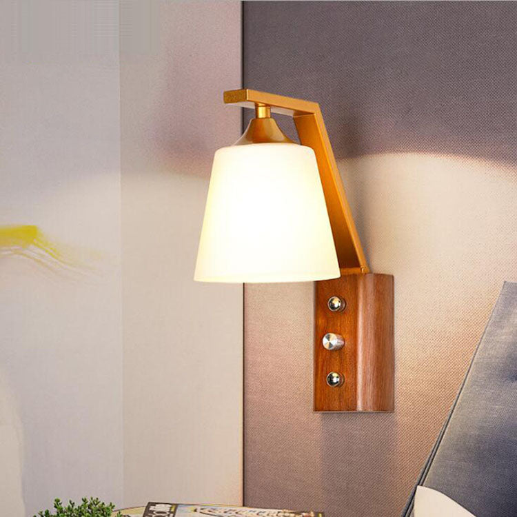 Frendorf | BrightLeaf Elegance Wandlampe | Antler-Design | Holzelemente & Zylinderglas | Perfekt fürs Wohnzimmer