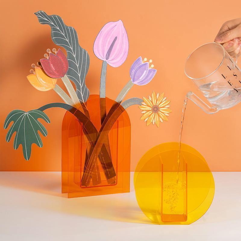 Frendorf | VividVase Bunte Acrylvase mit Geometrischem Design | Stilvolle Blumenvase | Modern & Zeitlos