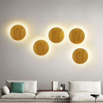 Moderne Minimalistische Runde Irreguläre Oval Holz LED Wandleuchte Lampe Für Wohnzimmer
