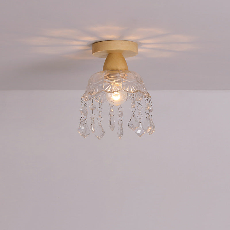 Frendorf | Logra Japanese Minimalist 1-Licht Semi-Flush Mount Deckenleuchte | Holz & Glas | Stimmungslicht | Deko für Zuhause