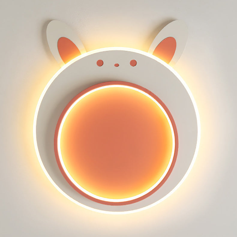 Moderne Einfachheit Kinder Eisen Acryl Kaninchen Runde LED Deckenleuchte Für Schlafzimmer