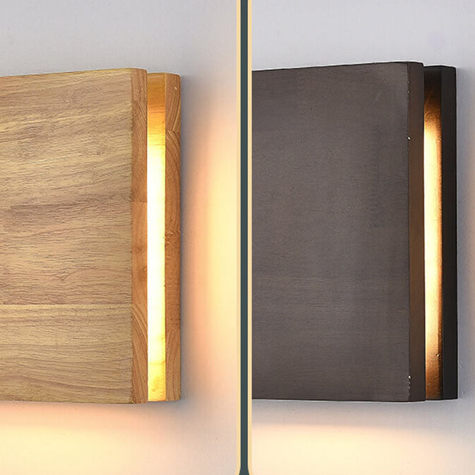 Frendorf | WabiLight Japanische Wabi-Sabi Holz-LED Wandlampe | Rechteckig oder Quadratisch | Warmes Ambiente