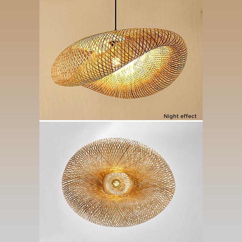 Rattan Gewebtes Bambus -Pendellicht - Led - Licht