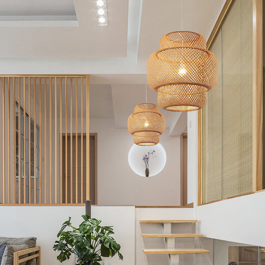 Frendorf | Zenoku Bambus Hängeleuchte | Traditionelles Design | Natürliche Eleganz | Beleuchtung fürs Wohnzimmer