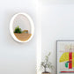 Frendorf | Lumoshelf LED Wandleuchte | Massivholz mit Ablage | Runde Wandlampe | Warm- & Weißlicht