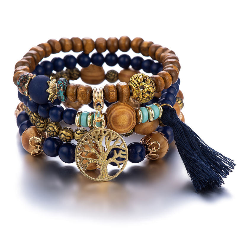 Frendorf | Boho Mehrschichtige Holzperlenarmband