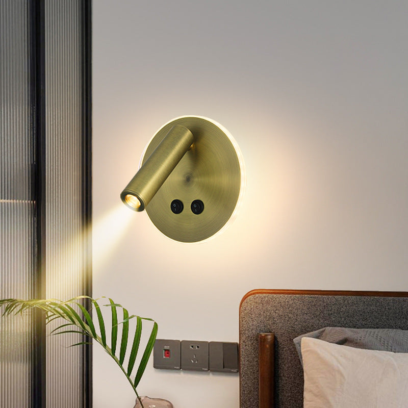 Moderne Minimalistische Rechteckige Runde Eisen Aluminium LED Wandlampe Für Schlafzimmer