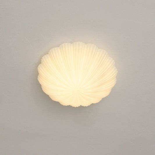 Frendorf | Auralis Modern French LED Deckenleuchte | Cremefarbenes Muschelgals | Flush Mount | Stimmungslicht | Deko für Zuhause