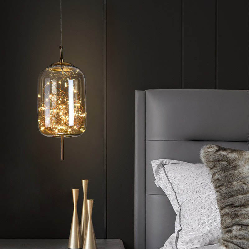 Frendorf | LumoSphere Nordic Pendelleuchte | Zylinder Oval Design | Glas-Lampe | Dimmbares LED Licht | Schlafzimmer & Wohnräume