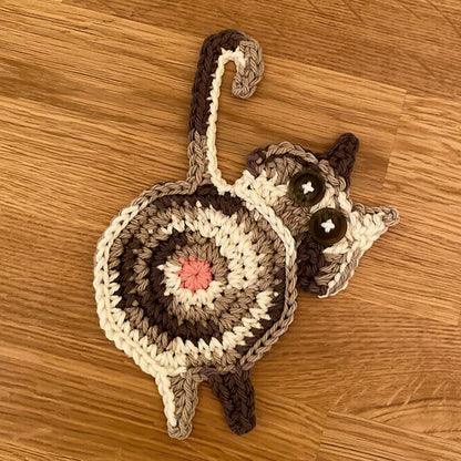 Frendorf | 🐱Lustige Katzenpo-Untersetzer Katzenpo-Tassenmatte Gestricktes Geschenk für Katzenfans