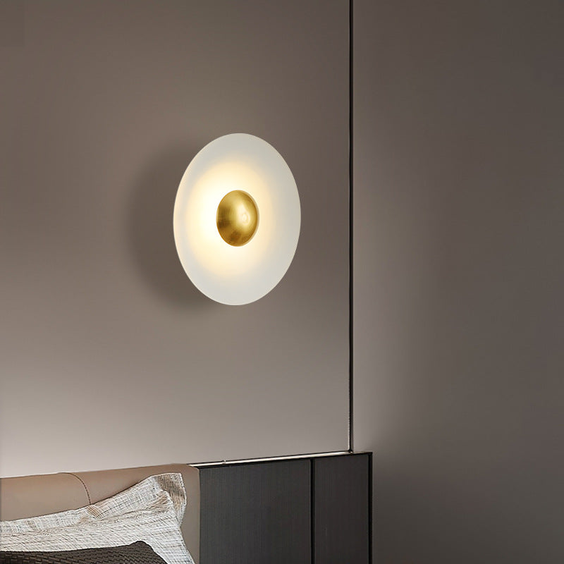 Contemporary Creative Macaron Flying Saucer Hardware LED Wall Sconce Lamp For Bedroom
