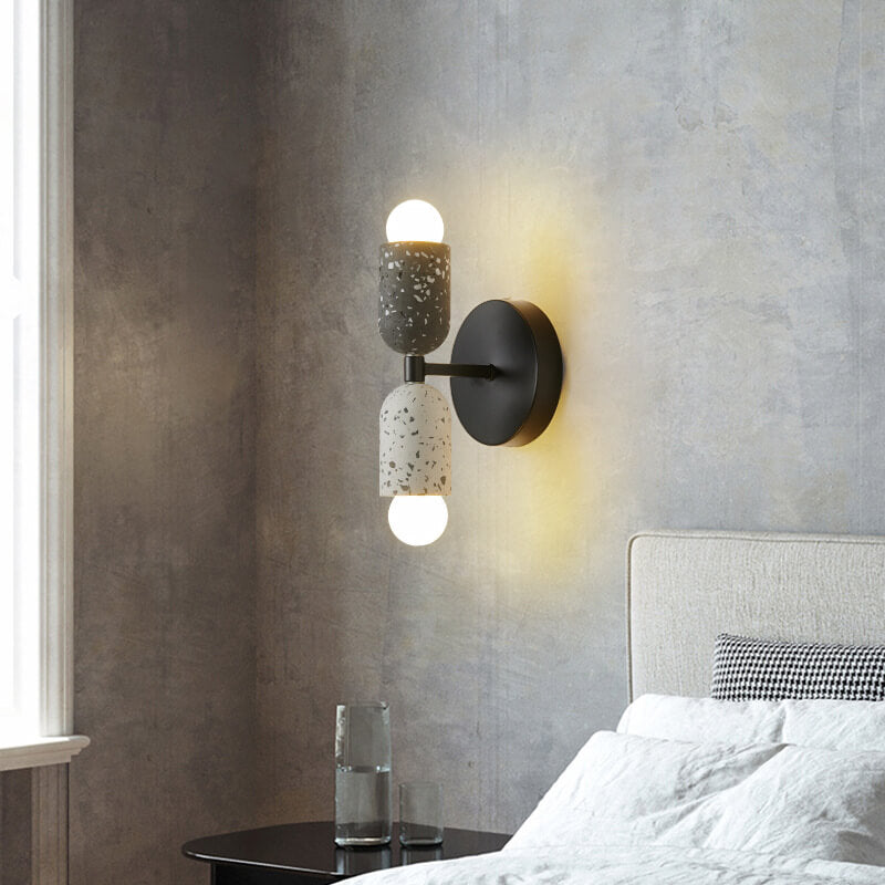 Frendorf | Zenolux Japanisches Wabi-Sabi Design Wandleuchte | Eisen & Zement | 2-Licht Lampe | Perfekt für moderne Innenräume