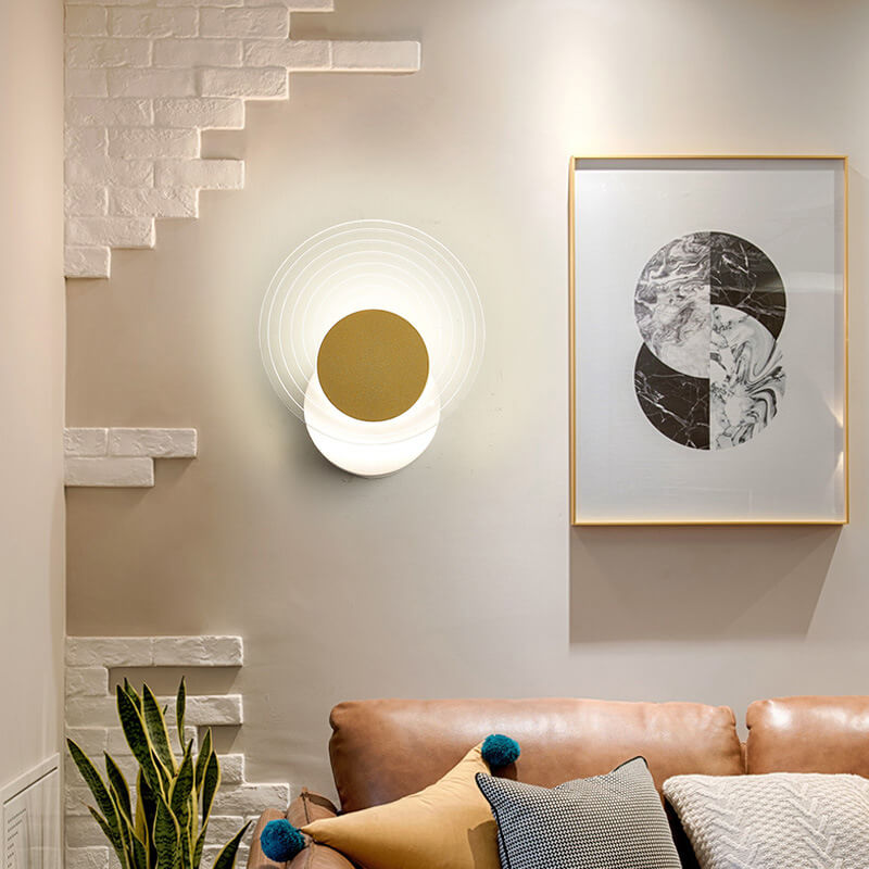 Frendorf | Luxoria Geo LED Wandleuchte | Goldenes Geometrisches Design | Acryl & Modern | Warmes Licht