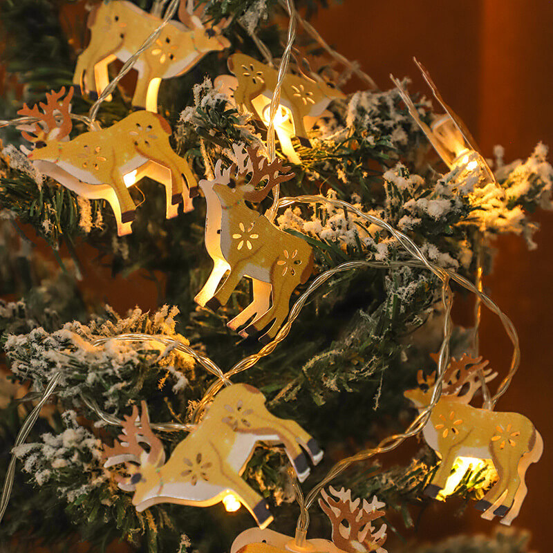 Frendorf | Weihnachtliche dekorative Lichterkette mit bemalten Glocken Elk Batteriekasten LED Lichterkette