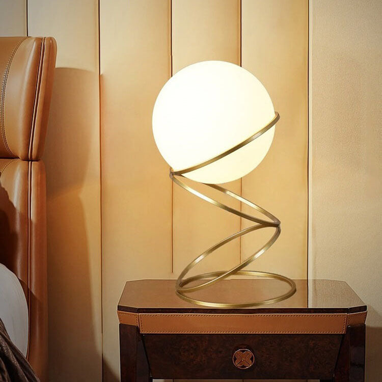 Frendorf | SpiraLume Kreative Tischlampe | Glas-Kugeldesign | Spiralfuß | Moderne Beleuchtung für Zuhause