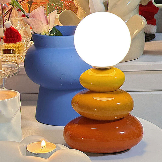 Frendorf | Pebluxe Minimalistische LED Tischlampe | Keramik & Glas | USB-Anschluss | Elegante Beleuchtung für Zuhause & Büro