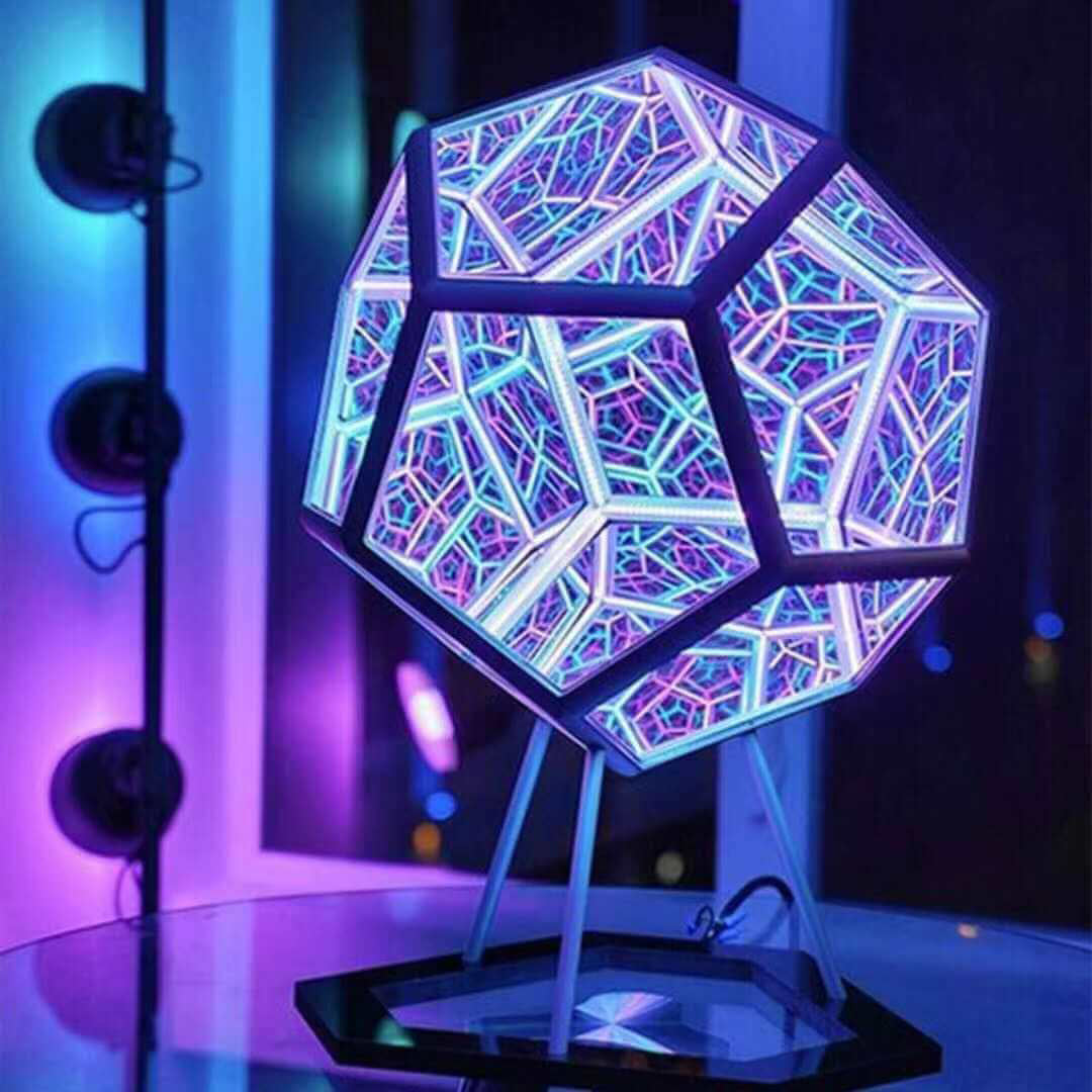 Frendorf | Novahedron LED Tischlampe | Unendliche Dodekaeder-Optik | Stimmungslicht | Kunstvolle Dekoration