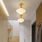 Frendorf | GlowLoom Nordic Oval Deckenleuchte | Holzstreifen Glasdesign | Halbrunde LED Lampe | Moderne Beleuchtung