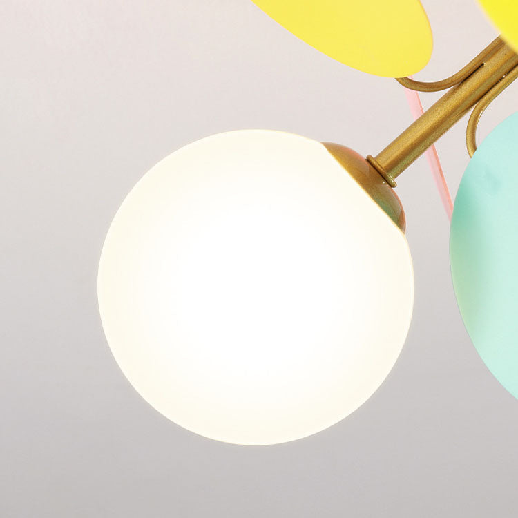 Frendorf | BloomLume Mid-Century Deckenleuchte | Blumen-Deko & Glas-Kugel | 1-4 Flammen | Modern & Stilvoll | Für Wohnzimmer