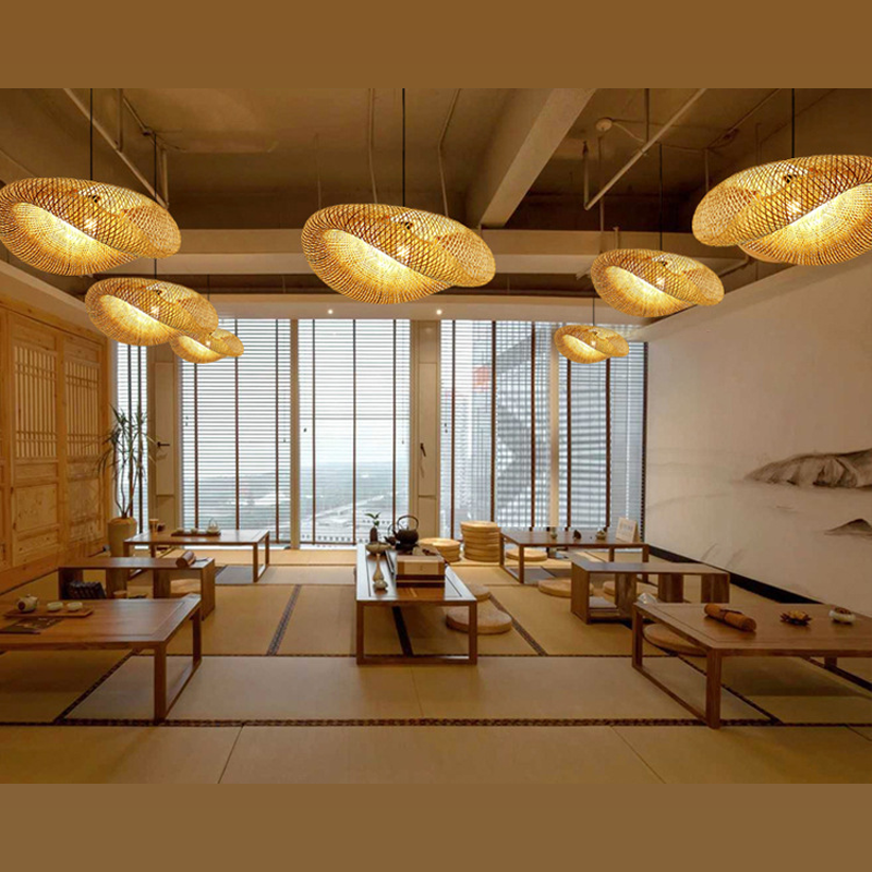 Rattan Gewebtes Bambus -Pendellicht - Led - Licht
