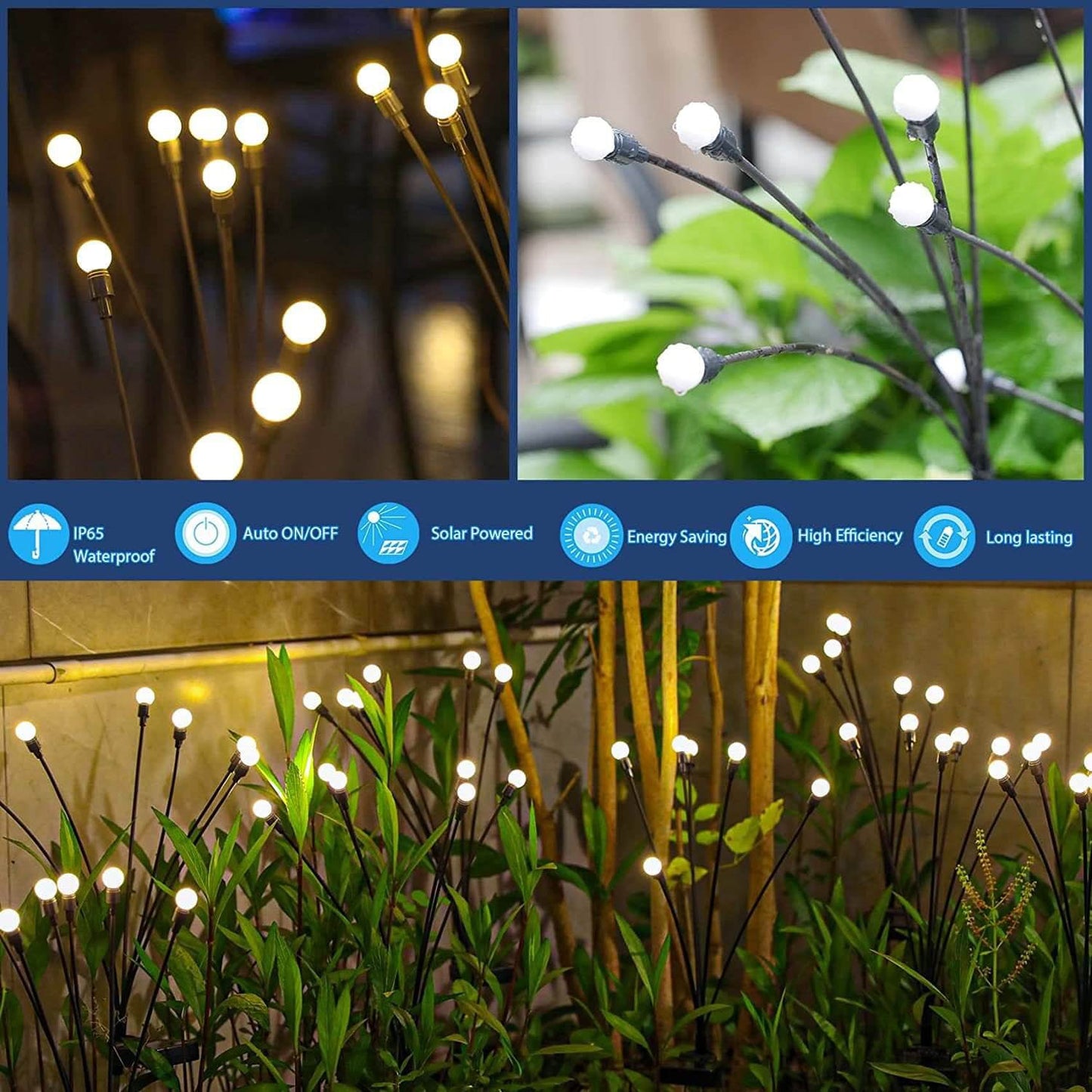 Frendorf | GlowGarden Firefly Solar LED Außenleuchte | Wasserdichte Rasenbeleuchtung | Dekorative Solar Lampe